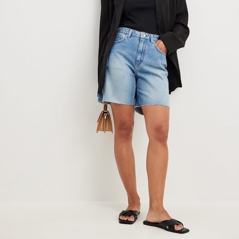 Na-kd High Waist Raw Hem Denim Shorts